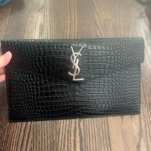 - YSL Saint Laurent Envelope Croc Clutch